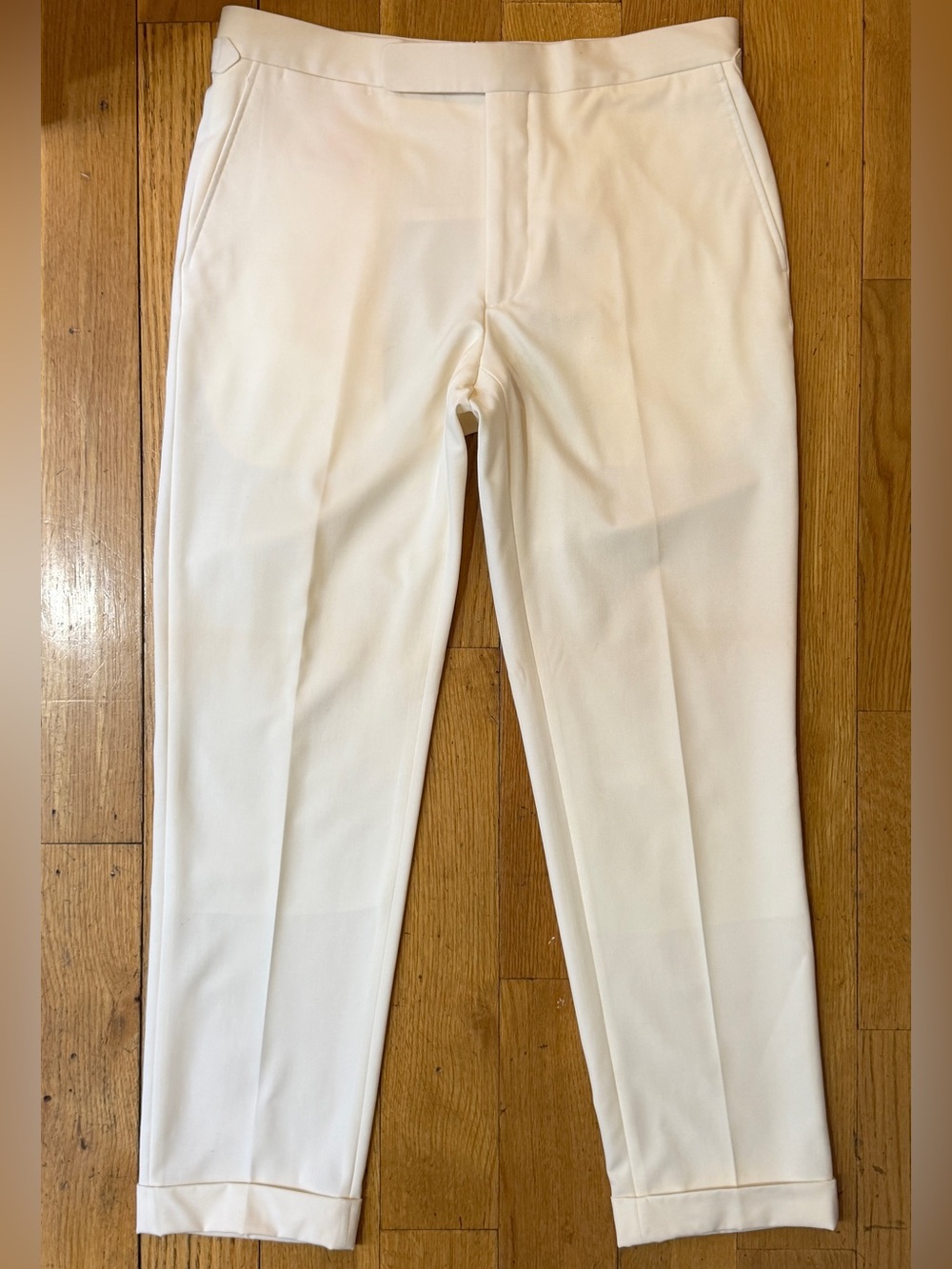 POLO RALPH LAUREN SIDE TAB DRESS PANTS OFF WHITE CREAM WOOL RUBINACCI MANNY 34